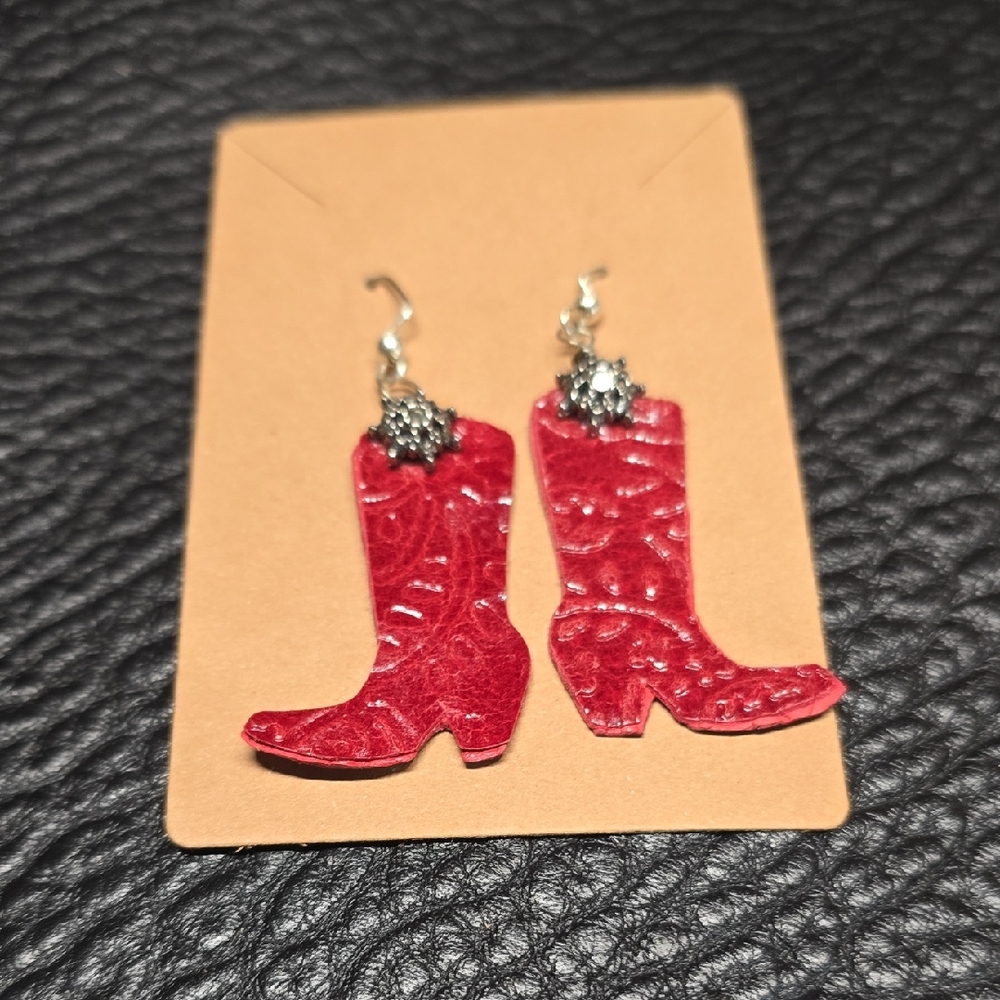 Elegant Red Boot Earrings